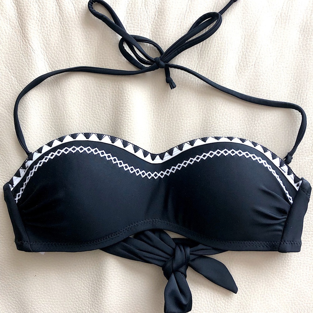Ardene embroidered black bandeau swim top
